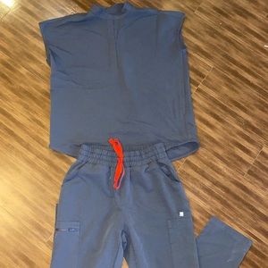 Figs Scrub Set Dark Grey (High Waisted)